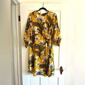 ZARA yellow floral patterned dress